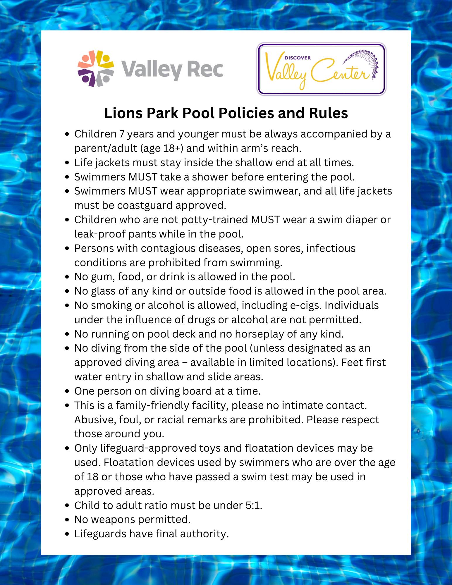 Lions Park Pool Policies - Copy